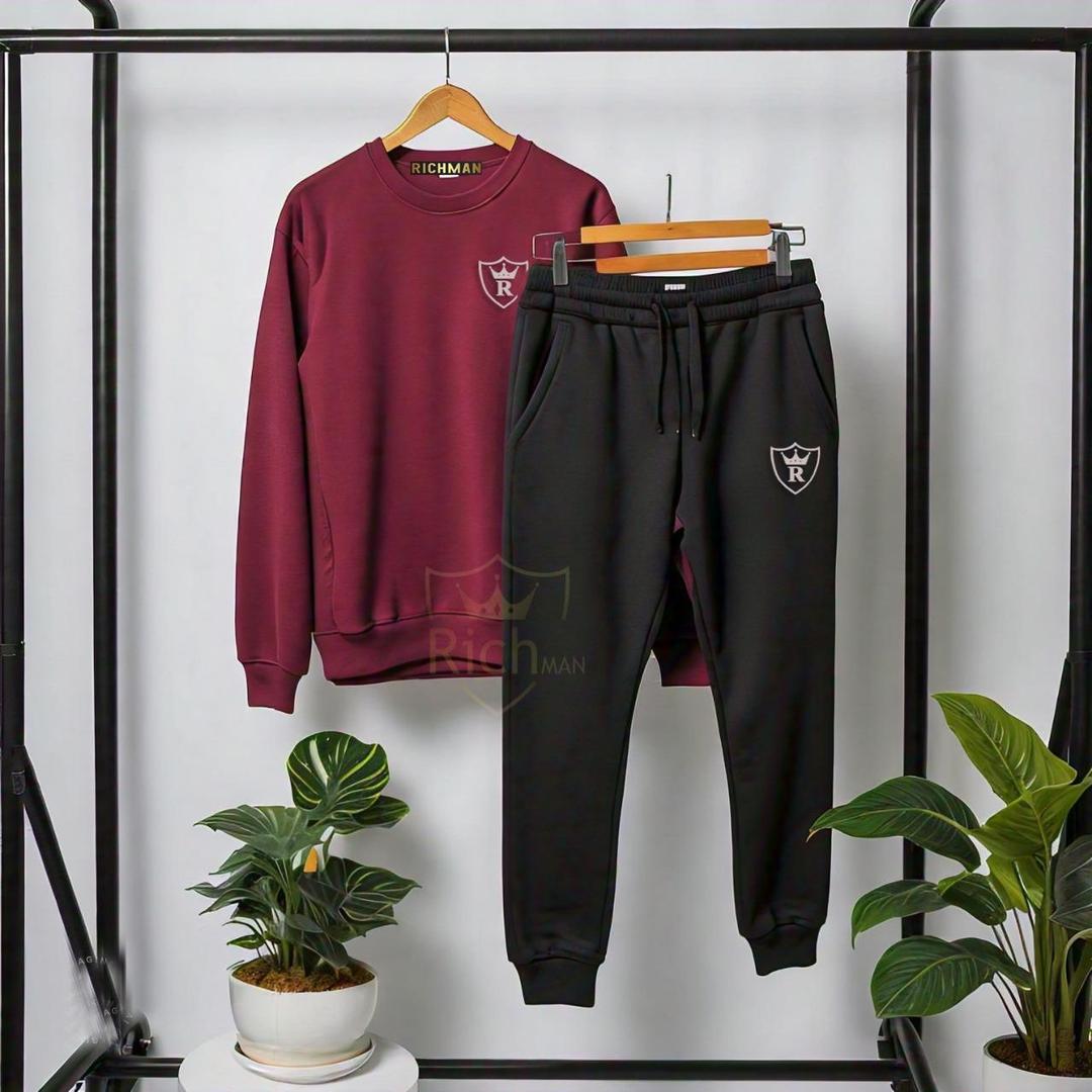 2 Pcs Male + Female Fleece Plain Track Suit