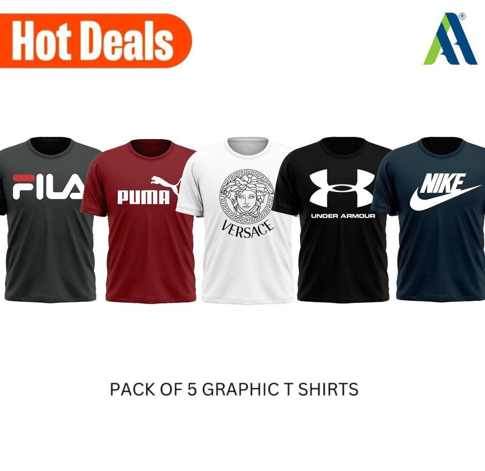 Jersey Graphic T-Shirt - Pack Of 5