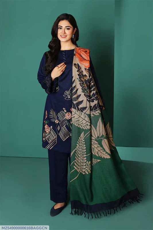 3 Pcs Women's Unstitched Embroidered Suit