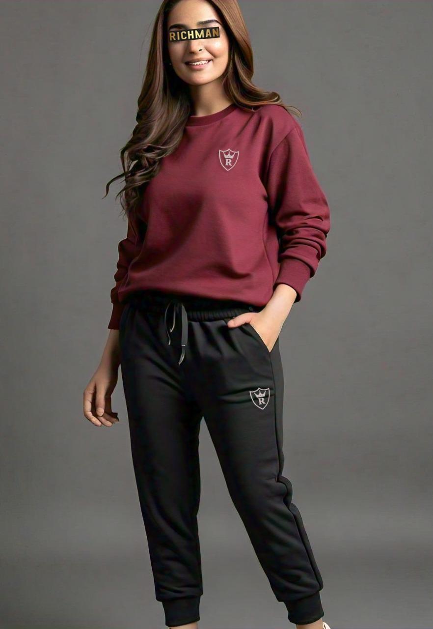 2 Pcs Male + Female Fleece Plain Track Suit