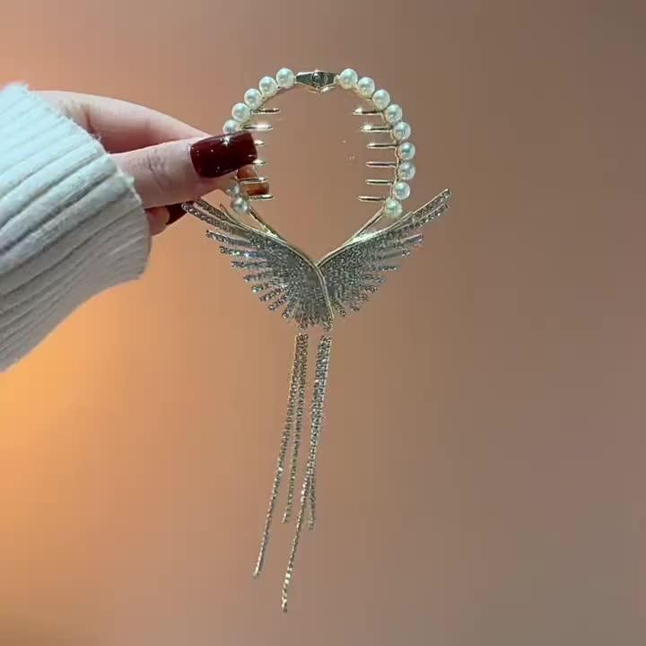 Butterfly design silver plated hair claw