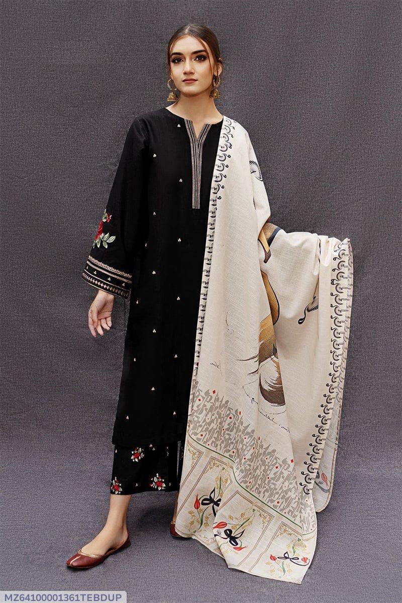 3 Pcs Women's Unstitched Embroidered Suit