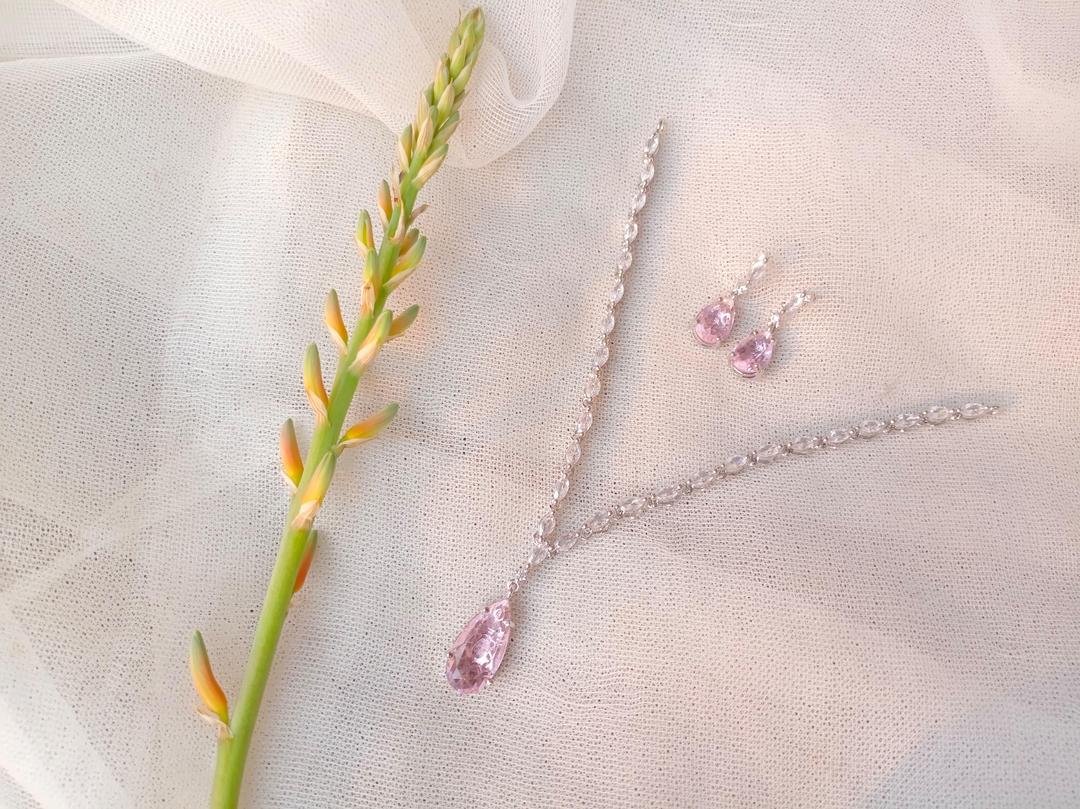 Modern Design Silver Plated Zircon Pendant Set - 3 Pcs