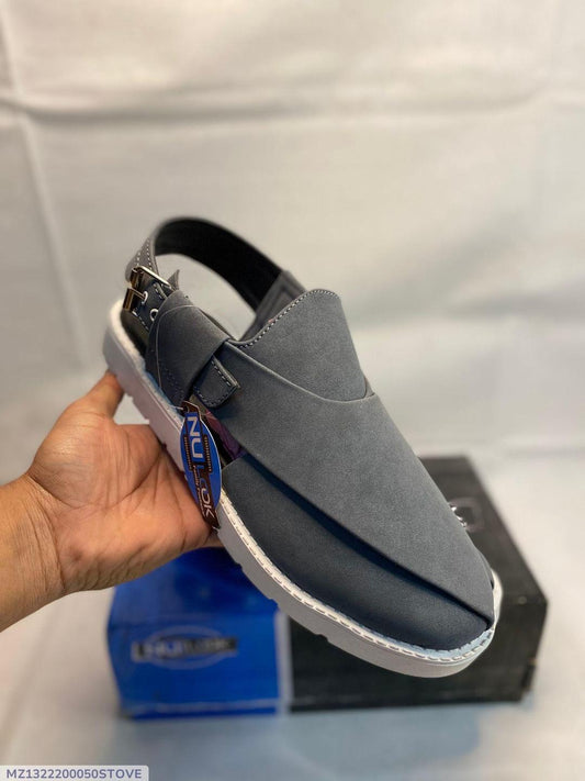 Men's Suede Fancy Sandals Peshawari Grey